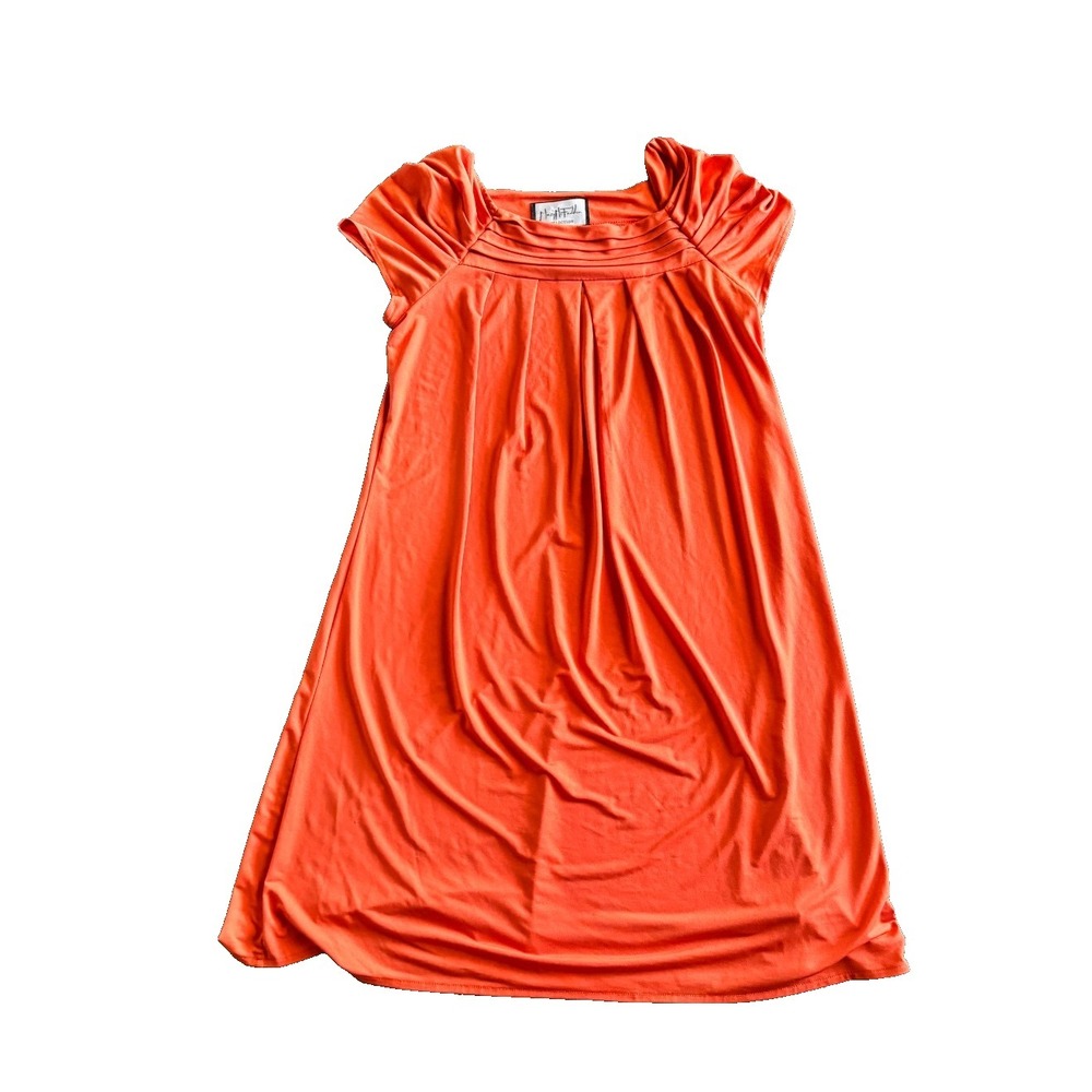 Mary McFadden vintage Pleated sleeve Orange Dress size Medium stretchy